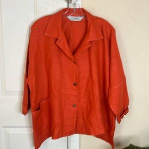 ITEMZ Chris Baumgartner Linen Button Down Asymmetrical Hem Shirt